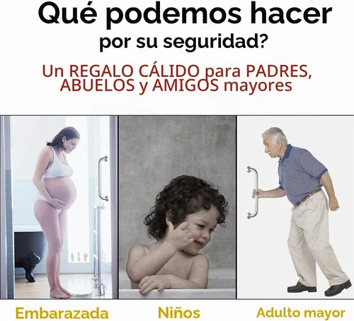 Vista 4 de Paquete de 2 barras de agarre para ducha de 12 pulgadas, mango de acero inoxidable satinado de níquel cepillado para baño, barra de equilibrio