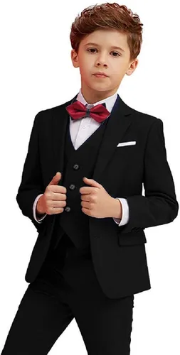 Vista 5 de Boy Suits 5 Piece Slim Fit Suit for Kids Toddler Formal Set Wedding Ring Bearer Outfit