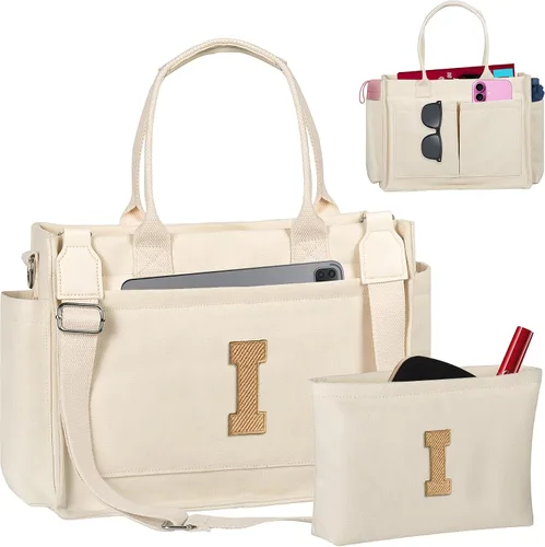 Vista 152 de Easter Basket Stuffers, Initial Tote Bag with Makeup Bag, Birthday Gifts for Women, Teen Girl Gifts Trendy Stuff