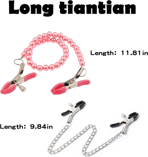 Vista 4 de Nipple Clamps Body Clamps with Chain Adjustable Body Clamps Body Ring Non-Piercing Chain Stainless Steel for Women Faux Body Jewelry Christmas Gifts