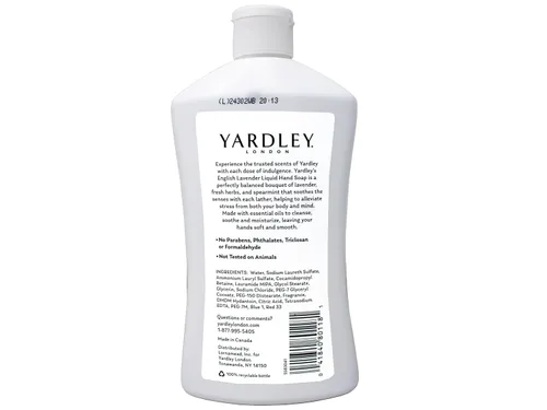 Vista 4 de Yardley London English Lavender, lujoso jabón de manos, hidrata y calma con aceites esenciales, 16 onzas líquidas (16.0 fl oz), paquete de 2