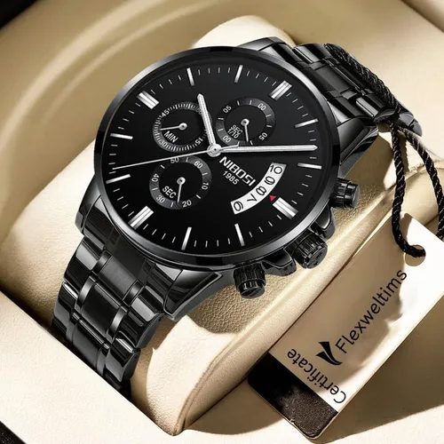 Vista 2 de Flexweltims Mens Watche Stainless Steel Analog Quartz Watches for Male Fashion Business Dress Watches Sport Waterproof Chronograph Wristwatch