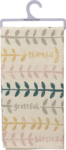 Vista 3 de Paquete de 2 toallas de cocina y letrero de caja de Nature's Inspiration - Thankful Grateful Blessed