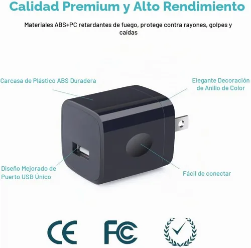 Vista 6 de Cargador de pared USB, bloque de carga, paquete de 3 cajas de cubo de carga de 1A/5V, enchufe de cargador USB de un solo puerto para iPhone 17e 17