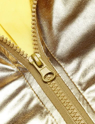 Vista 4 de COOFANDY Chaqueta metálica para hombre, diseño de los años 70, disco y fiesta de Navidad, chaqueta universitaria con cremallera