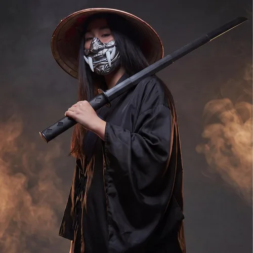 Vista 7 de Shihanee Juego de 3 piezas de bata negra Samurai con espada retráctil 3D