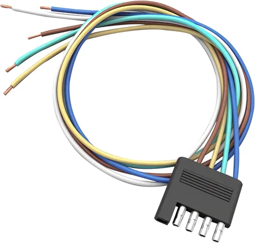 Vista 10 de 2 paquetes de 25 pulgadas, 4 vías, 18 AWG, 4 puntas, arnés de cableado para remolque, conector de repuesto de extremo macho para cable de enganche