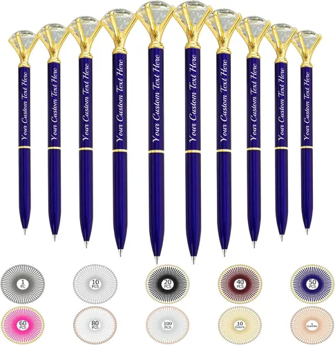 Vista 62 de Hasta 100 bolígrafos de diamante personalizados a granel con nombre, bolígrafo de impresión personalizada con logotipo de negocios grabado, mensaje