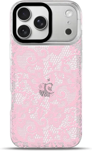 Vista 23 de NITITOP Funda para iPhone 13 Pro con flores de encaje transparente - Negro