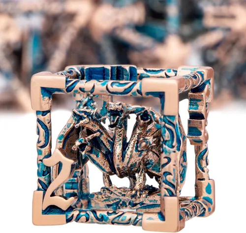 Vista 11 de ARUOHHA Juego de dados huecos de metal DND, dados D y D de oro antiguo, juegos de rol RPG, dados poliédricos con caja de regalo D20 D12 D10 D8 D6 D4