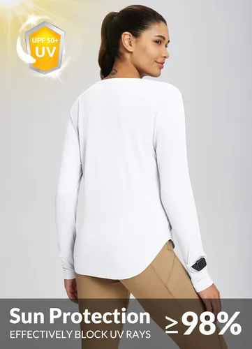 Vista 115 de BALEAF - Camisetas de sol de manga larga para mujer, con FPU 50+, para senderismo, ligeras, de secado rápido, protección contra rayos ultravioleta