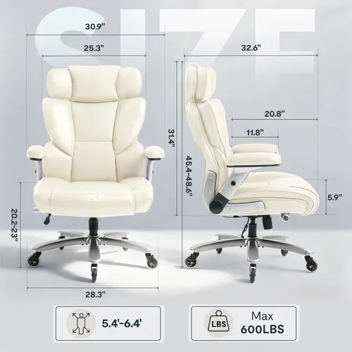 Vista 2 de FLEXISPOT Silla de oficina grande y alta de 600 libras para personas pesadas, silla de escritorio de computadora resistente con soporte lumbar