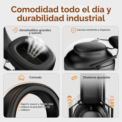 Vista 7 de AM FM Bluetooth Radio Headphones Safety Earmuff Hearing Protection Headset