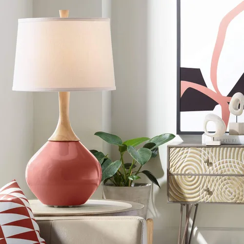 Vista 16 de Color + Plus Wexler 31" White Shade Mellow Coral Pink Table Lamp