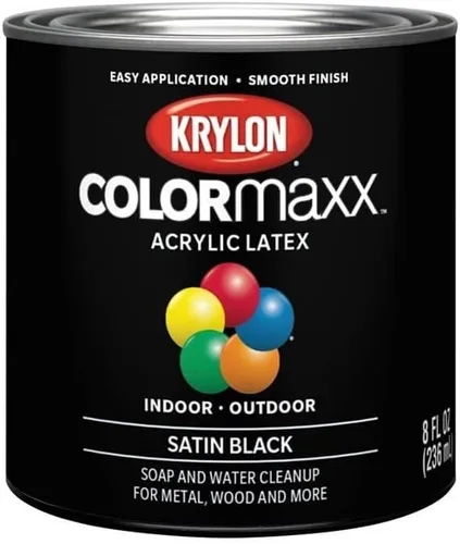 Vista 10 de Krylon K05647007 COLORmaxx - Pintura acrílica de látex para uso en interiores y exteriores, 1 cuarto de galón (paquete de 1), negro, 31 onzas
