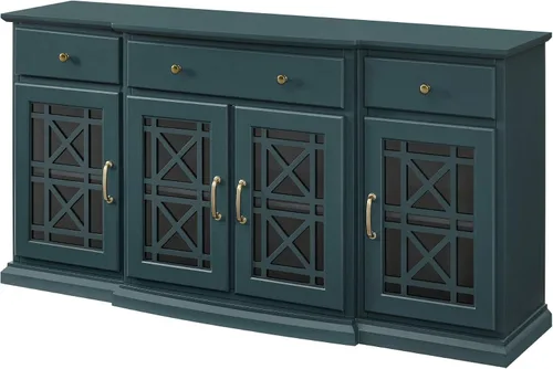 Vista 6 de WALKER EDISON Moderno aparador de madera con puerta de cristal para sala de estar o vestíbulo, consola de servicio y almacenamiento con puertas