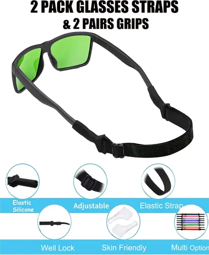Vista 2 de Correa de lentes para niños y niñas (6.5 a 10 pulgadas), correas de silicona para lentes para mujeres y hombres, correa para lentes para niños