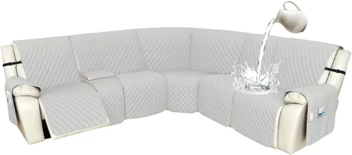 Vista 101 de Arfntevss Fundas de sofá modular reclinable, 100% impermeable, en forma de L, para sillón reclinable en forma de L, funda seccional lavable