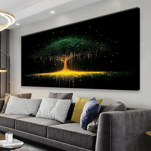 Vista 18 de Tsomzxng Arte Moderno de Lienzo para Decoración de Pared Impresiones de Pinturas Paisaje Dorado del Árbol de la Vida Impresiones de Pintura
