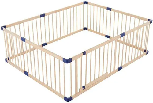 Vista 10 de Jolan Corralito de madera para bebés, valla de seguridad anticaídas, con puerta, para interiores y exteriores, centro de actividades para niños