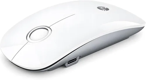 Vista 13 de RAPIQUE Ratón inalámbrico delgado, Bluetooth y 2.4 GHz, recargable, beige