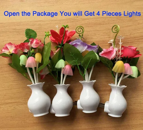 Vista 4 de 4 luces LED de noche enchufables con sensor de atardecer a amanecer, 7 cambios de color, lámparas de pared enchufables para niños adultos