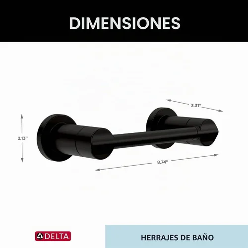 Vista 7 de Delta Nicoli (1-Paquete) Soporte de Papel Higiénico Negro Mate Soporte de Rollo de Paño para Organización y Almacenamiento en el Baño Soporte