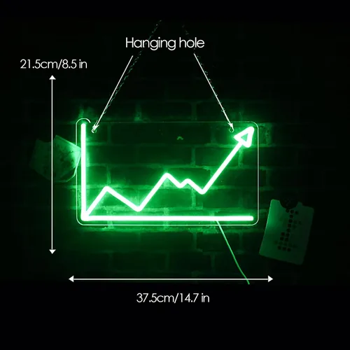 Vista 5 de Tendencia del mercado de valores Letrero de neón Diario Trading Line Chart Luz de neón LED Letrero de neón para decoración de pared Luz de neón LED