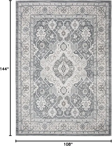 Vista 123 de SAFAVIEH - Colección Isabella, alfombra decorativa - 2'2" x 5', azul y crema, diseño oriental, no desprende pelusa y fácil cuidado, ideal para áreas