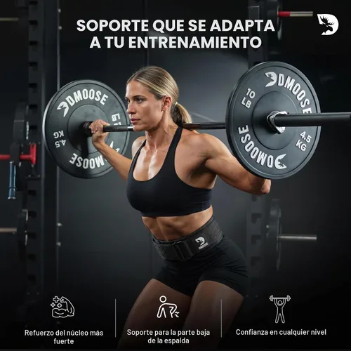 Vista 4 de DMoose Fitness Cinturón de levantamiento de pesas con bloqueo automático para hombres y mujeres, cinturón de nailon de 4 pulgadas para sentadillas