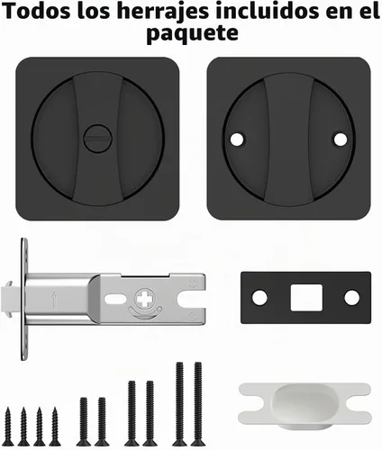 Vista 7 de Lethato Hardware para Puerta de Bolsillo Negro, Cerradura de Puerta de Bolsillo, Pestillo de Puerta de Bolsillo, Puerta de Bolsillo Mate Negra