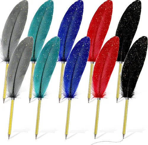 Vista 14 de Chivao Bolígrafo de pluma de 0.020 in, tinta negra, pluma de pluma chapada en pluma para invitados, recuerdos de oficina, fiestas (10 piezas)