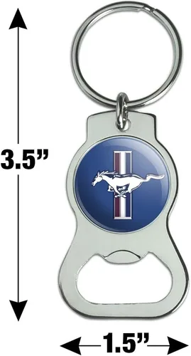 Vista 3 de Llavero con logotipo Ford Mustang con abrebotellas