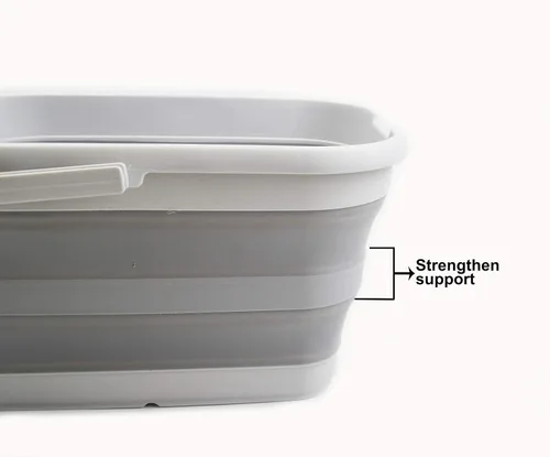 Vista 4 de SAMMART Cubo de agua plegable rectangular de 12 litros (3.1 galones) para campamento, pesca (gris (juego de 2))