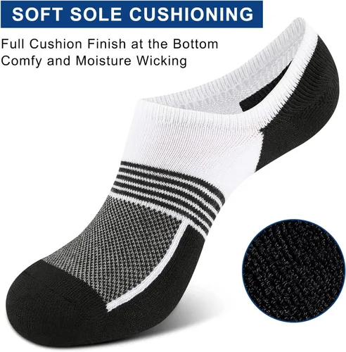 Vista 4 de COOVAN Calcetines acolchados invisibles para hombre, calcetines deportivos de corte bajo para hombre, calcetines cortos antideslizantes con agarres