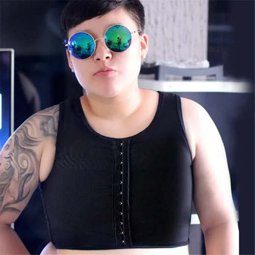 Vista 2 de BaronHong Tomboy Trans Lesbianas algodón medio ganchos pecho carpeta banda elástica