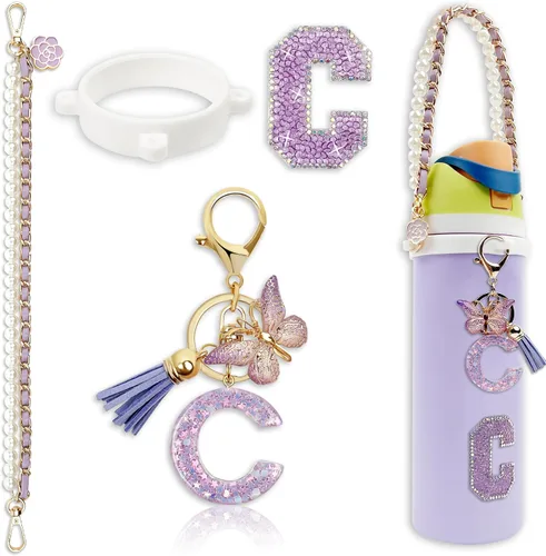 Vista 67 de Letter Handle Strap Accessories with Cute Initial Charm Compatible with Owala Water Bottle 24oz 32oz 40oz Owala Kids