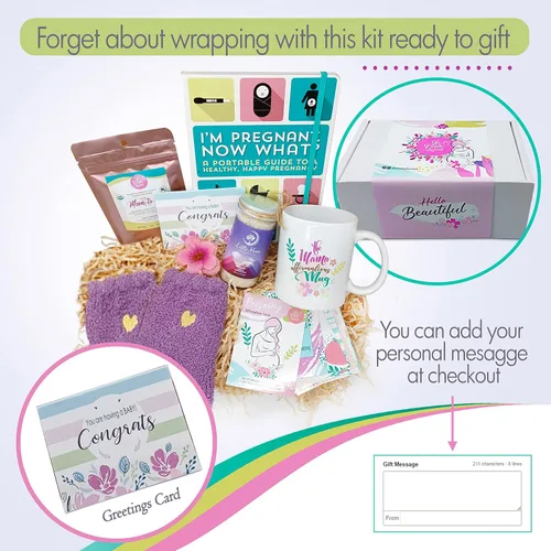 Vista 7 de Cesta de regalo para mamá nueva, 16 unidades, cesta de regalo de felicitación por el embarazo para mamá para estar con libro de registro, tarjetas