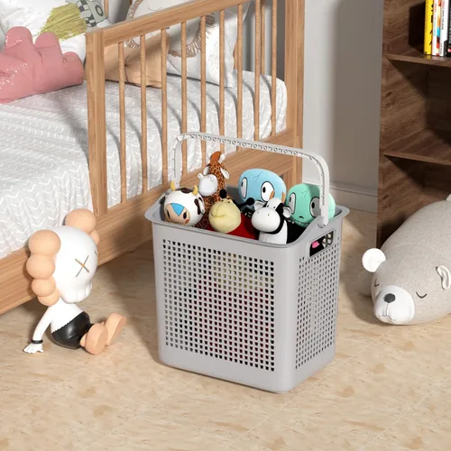 Vista 7 de Taysisiter - Cesta de almacenamiento de plástico de 35 L con asa, 4 paquetes Cestas pequeñas de ropa sucia para baño, cuarto de servicio