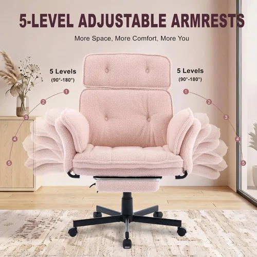 Vista 7 de Silla de oficina Criss Cross con ruedas, brazos abatibles y reposacabezas Rosa