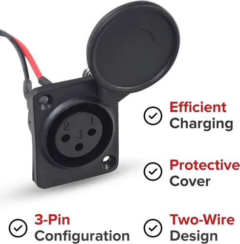 Vista 6 de AlveyTech Puerto de cargador XLR con 2 cables para The Razor EcoSmart Metro, MX500 y MX650
