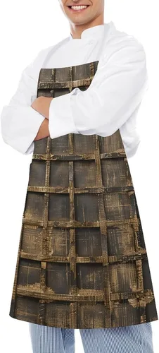 Vista 4 de MUSM Apron for Adults - 27.6 X 31.5 Inch, Heavy-Duty Polyester Aprons with Two Large Pockets, Waterproof Metallic Gold Mesh Kitchen Apron for