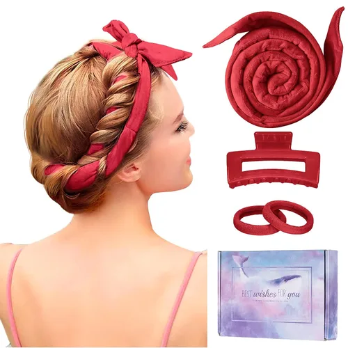 Vista 7 de Flylipu Diadema de Varilla Rizadora sin Calor, Mejorada de 60" Extra Larga, Rizadores de Cabello Suaves para Dormir, Rizos sin Calor para Niñas