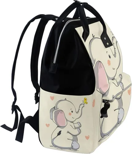 Vista 3 de Bolsa de pañales Mochila Pretty Smiling Elephant Casual Daypack Bolsas de pañales multifuncionales, Multi, Mochilas Daypack