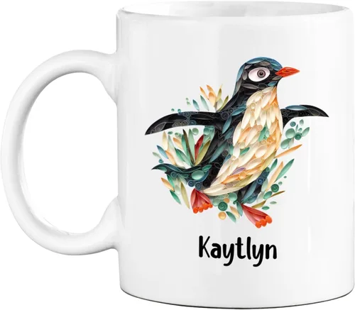 Vista 11 de Taza de café blanca personalizada con nombre de amante de escarabajos, taza de café personalizada de origami de 11 15 onzas, taza de café floral