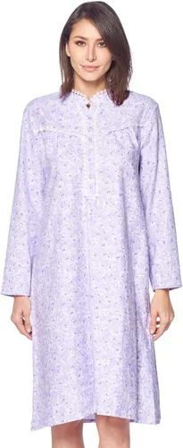Vista 28 de Casual Nights Camisón de franela con flores de manga larga para mujer Azul