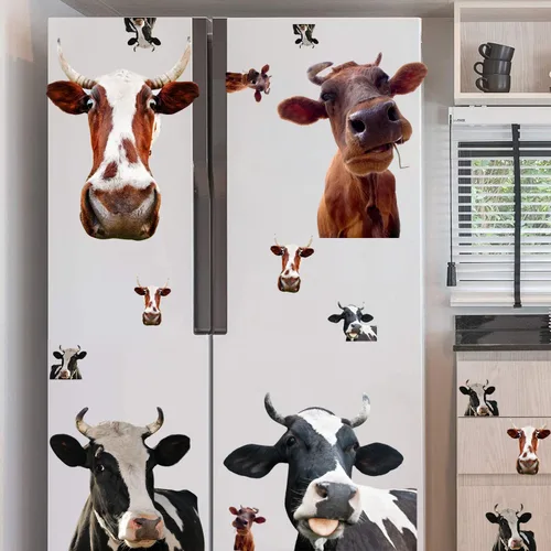 Vista 4 de 20 calcomanías divertidas de vaca para ventana, calcomanías de pared de vaca que mira y pega, calcomanías de pared de animales de granja rústicas
