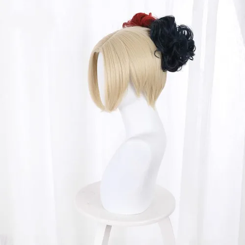 Vista 2 de Aadesso Peluca de disfraz de Harley Quinn para mujer, disfraz de Halloween, fiesta, cosplay