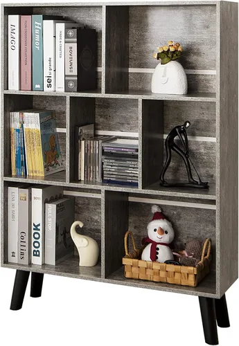 Vista 60 de LEYAOYAO Estantería de 5 cubos de 3 niveles con patas, estante negro menta para libros para niños, bonito organizador de almacenamiento, estantes
