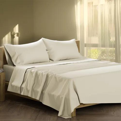 Vista 17 de XOOX Linen Juego de Sábanas de Algodón 100% Twin - Sábanas de Algodón de 500 Thread Count Tamaño Twin, Extra Suaves, Tejido Satén, Sábanas